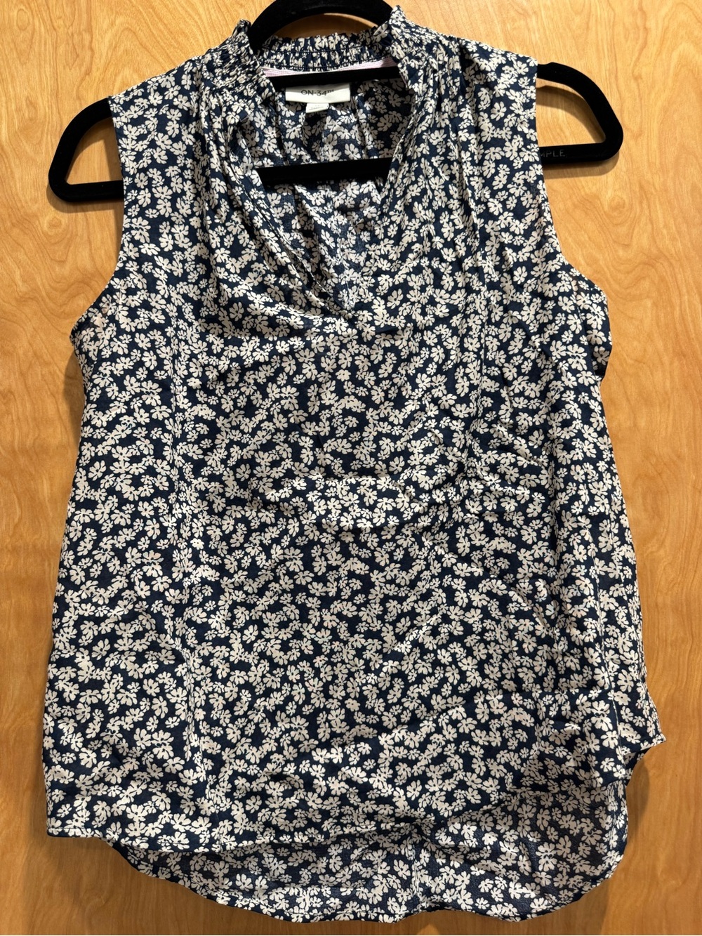 Ann Taylor Navy Floral Cowl-Neck Sleeveless Camisole
